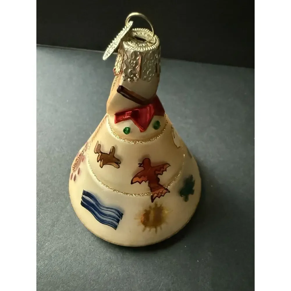 Vtg One World Tee Pee Ornament OWC Old World Christmas Retired Hand Blown Glass